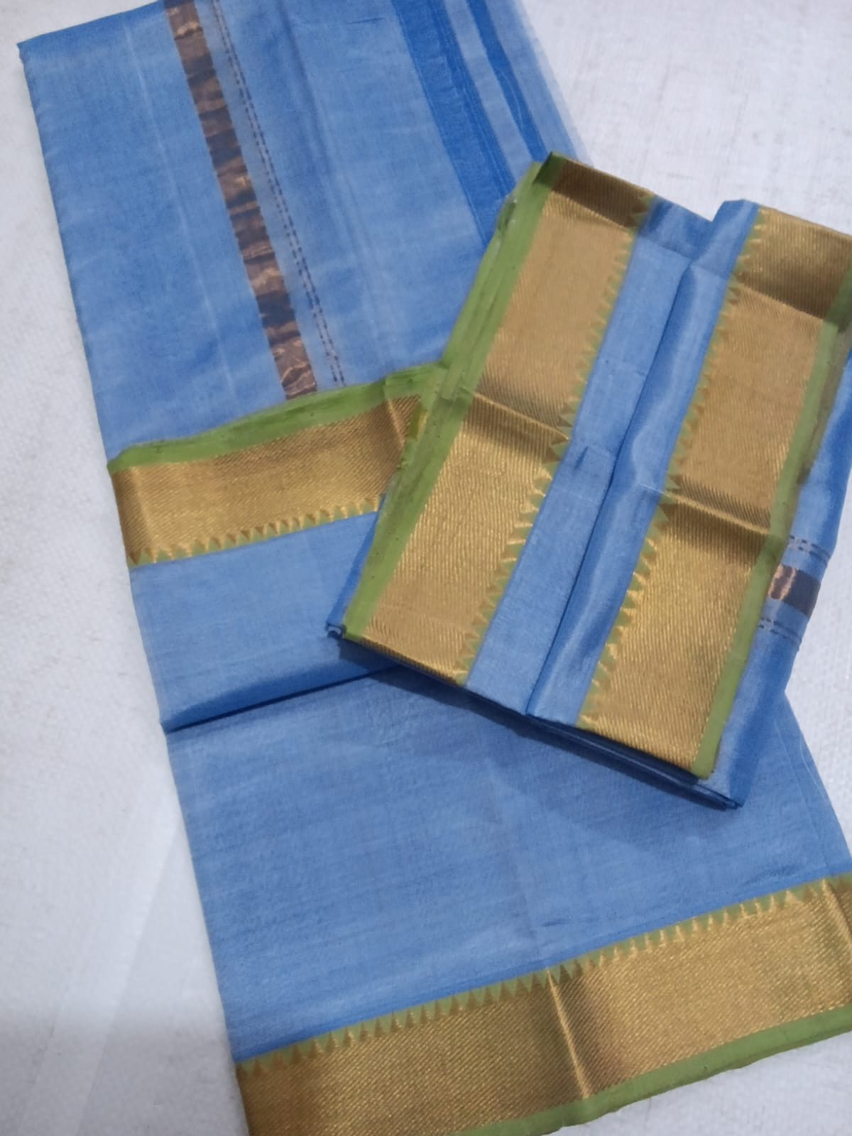 Handloom Mangalagiri Silk Cotton Pancha Kanduva Set for Men