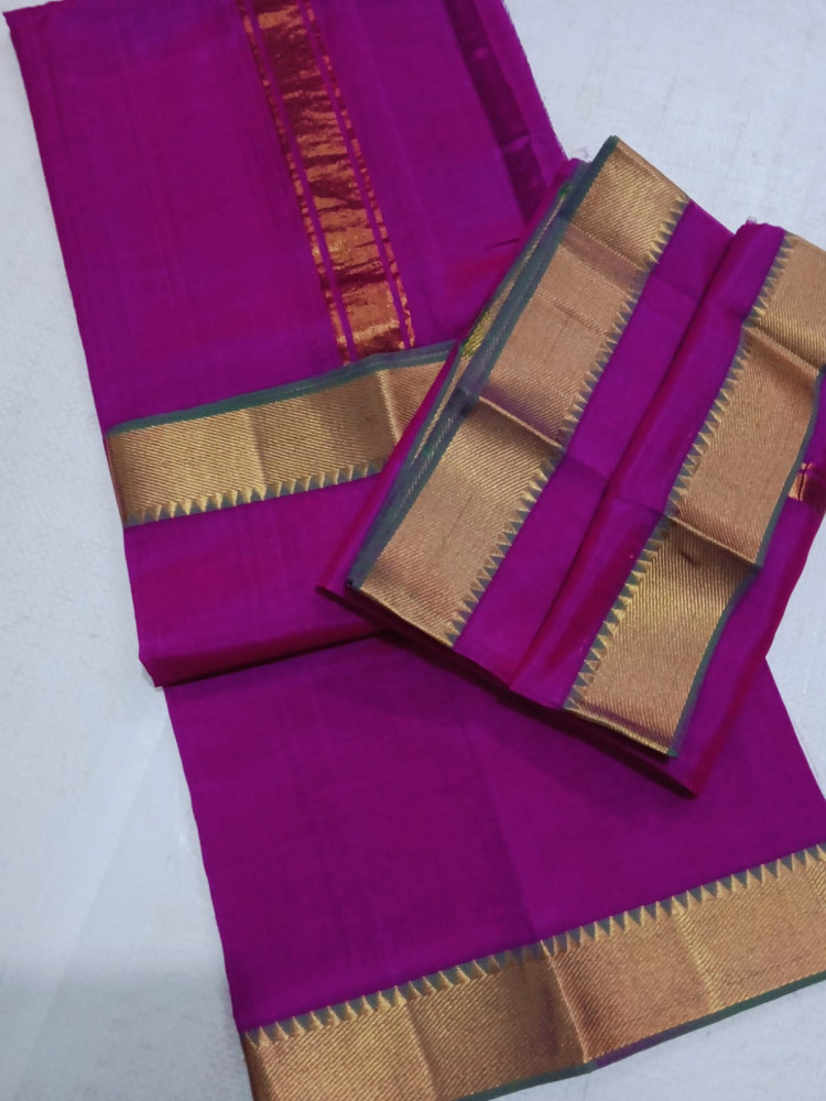 Image of Handloom Mangalagiri Silk Cotton Pancha Kanduva Set for Men