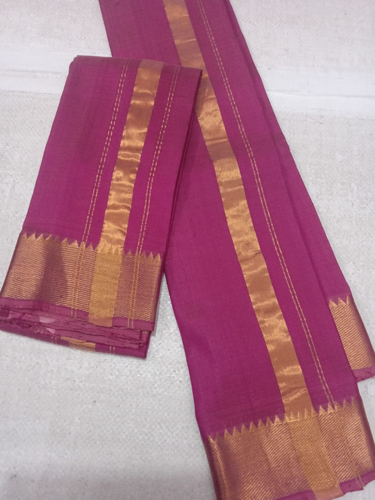 Image of Handloom Mangalagiri Pure Silk Pancha Kanduva Set for Men