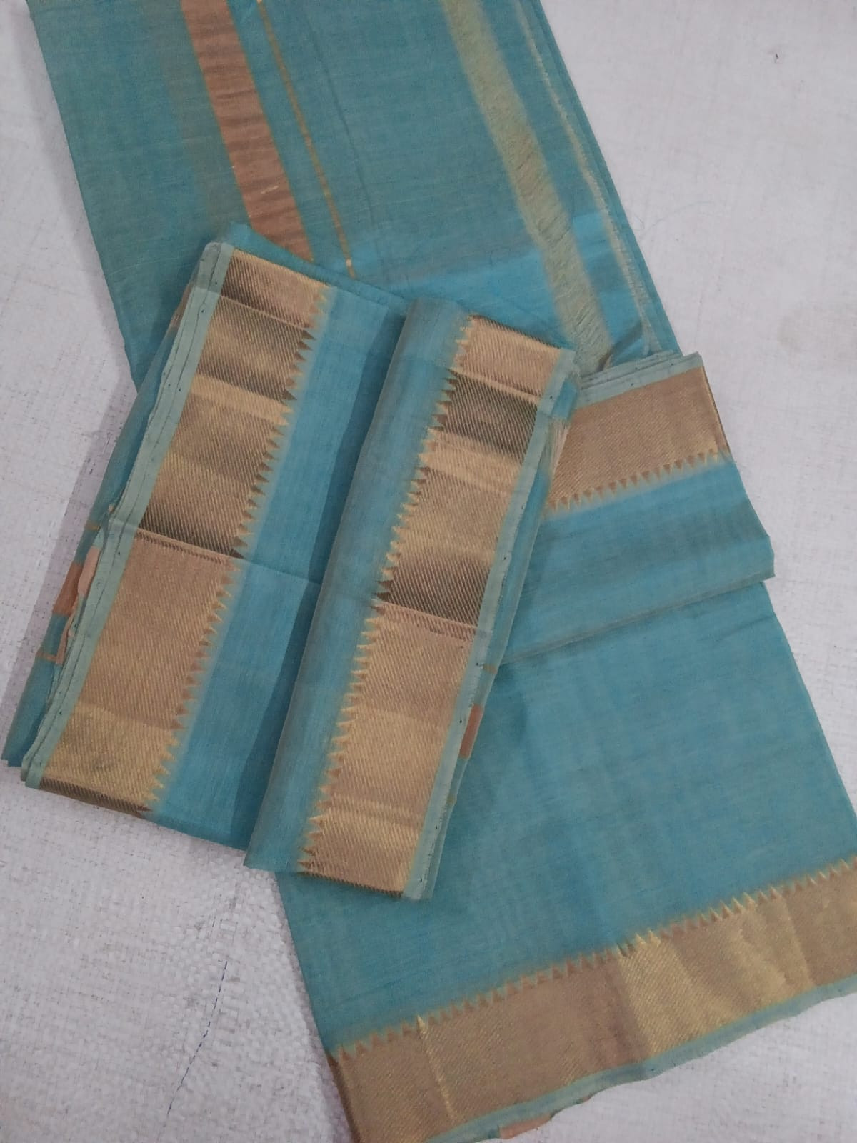 Hand woven Mangalagiri silk cotton pancha kanduva set dothi and shawl