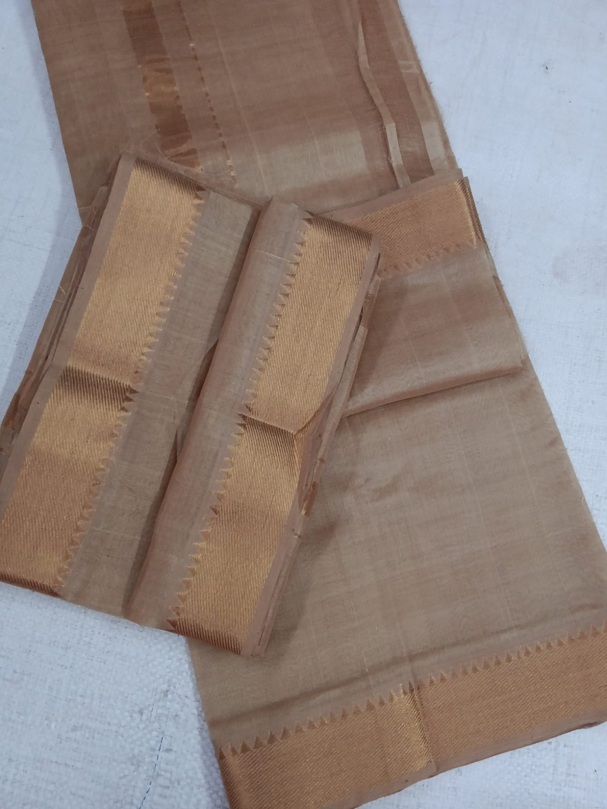 Hand woven Mangalagiri silk cotton pancha kanduva set  dothi and shawl 