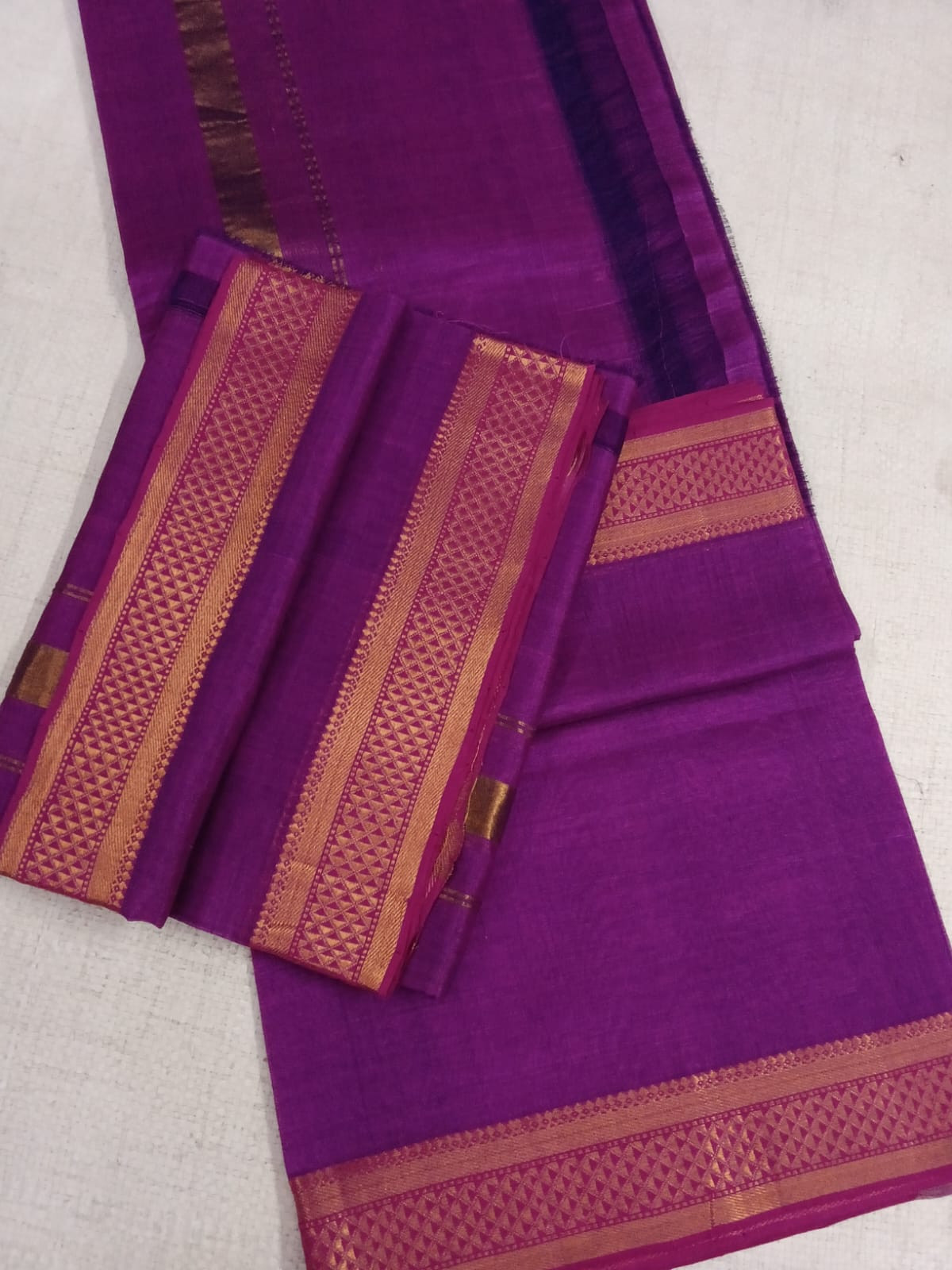 Hand woven Mangalagiri silk cotton pancha kanduva set dothi and shawl