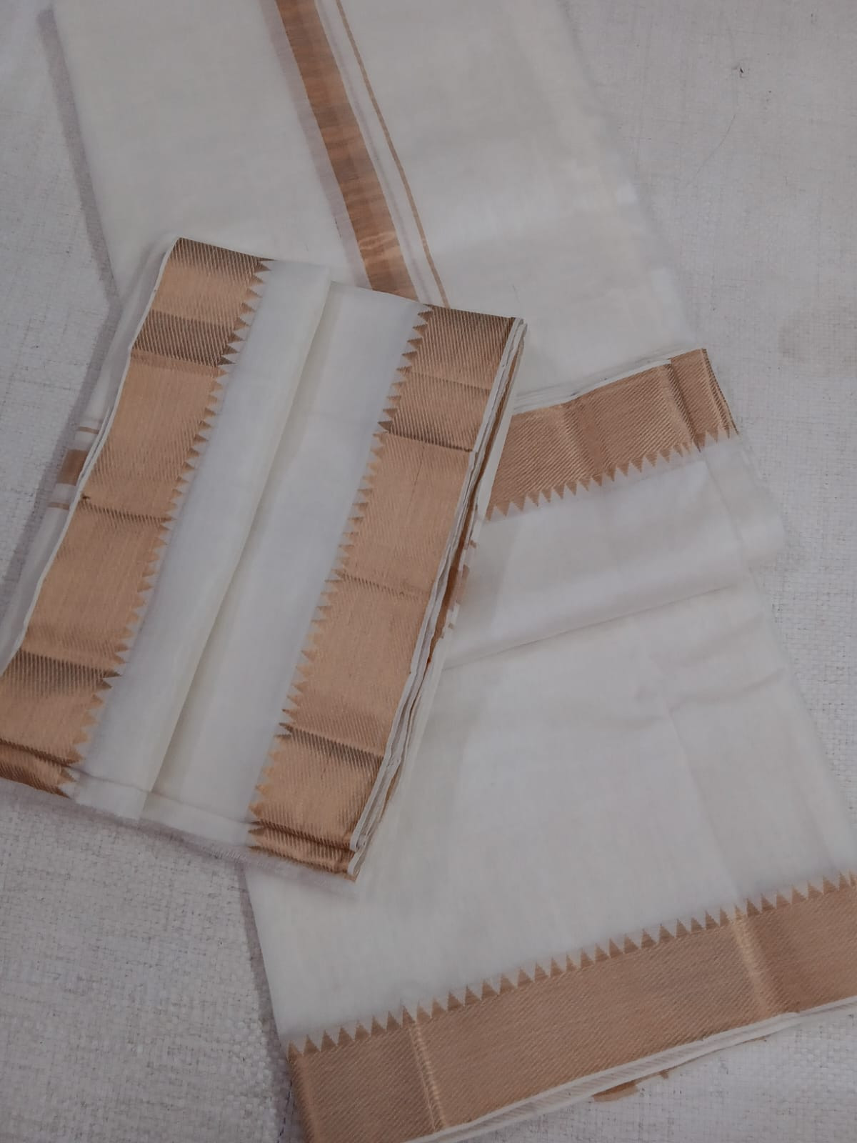 Hand woven Mangalagiri silk cotton pancha kanduva set dothi and shawl