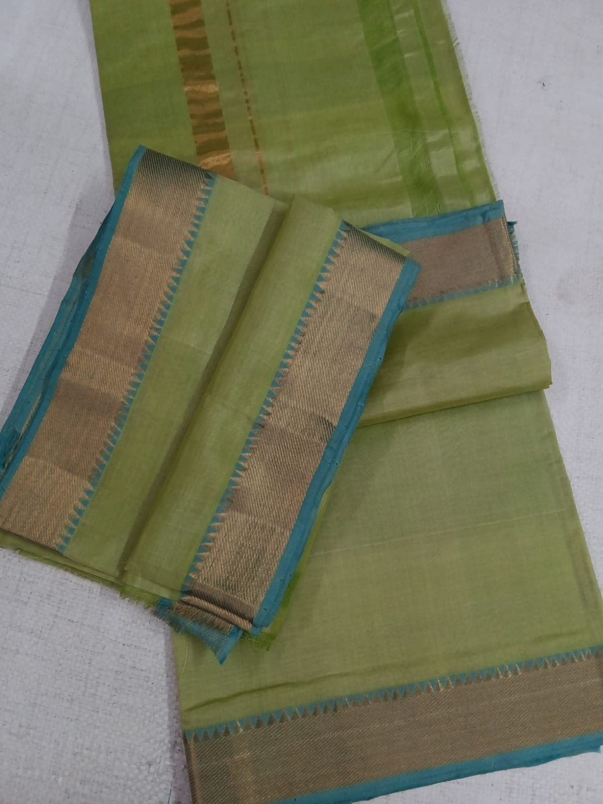 Hand woven Mangalagiri silk cotton pancha kanduva set dothi and shawl