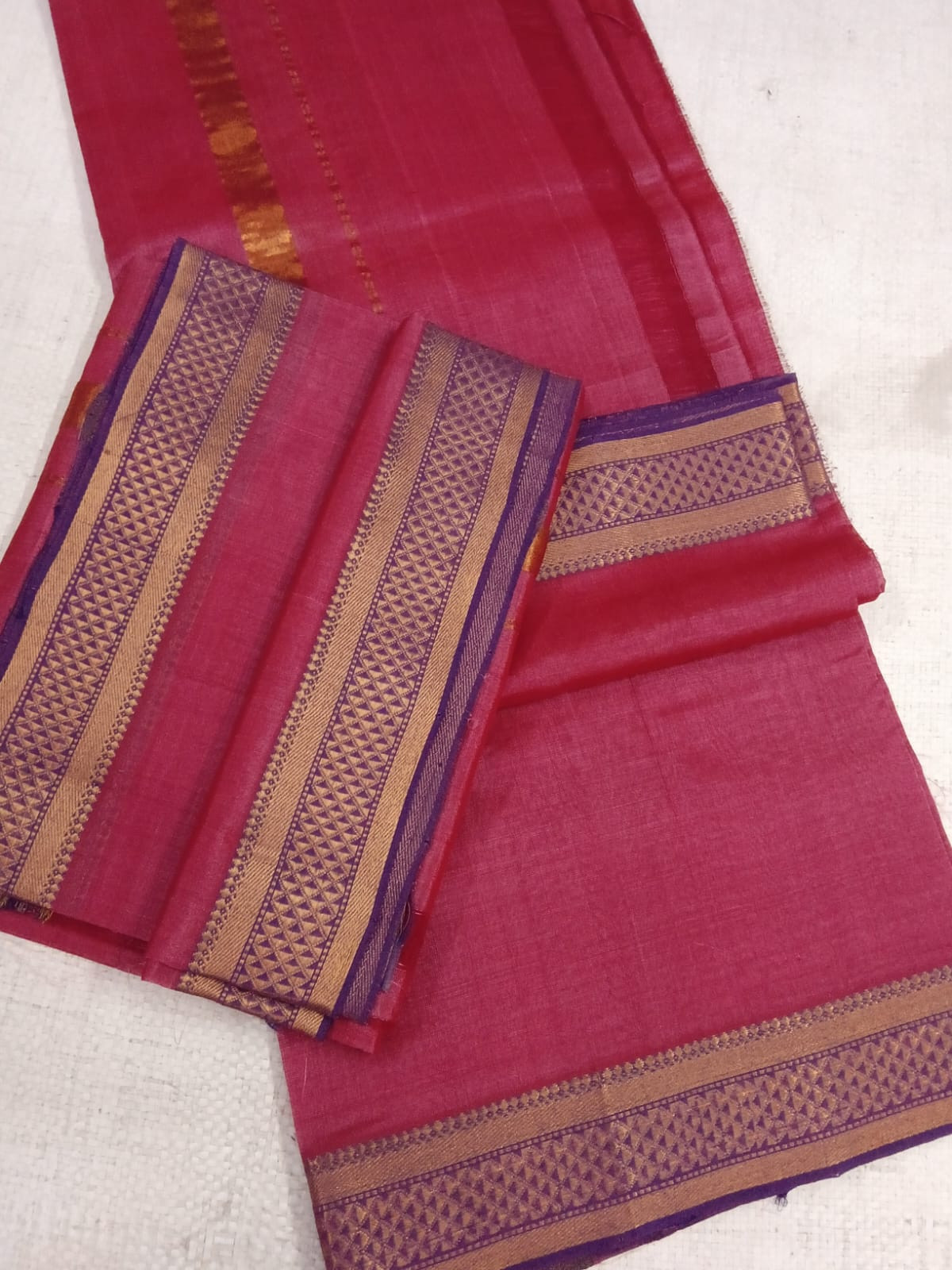 Hand woven Mangalagiri silk cotton pancha kanduva set dothi and shawl