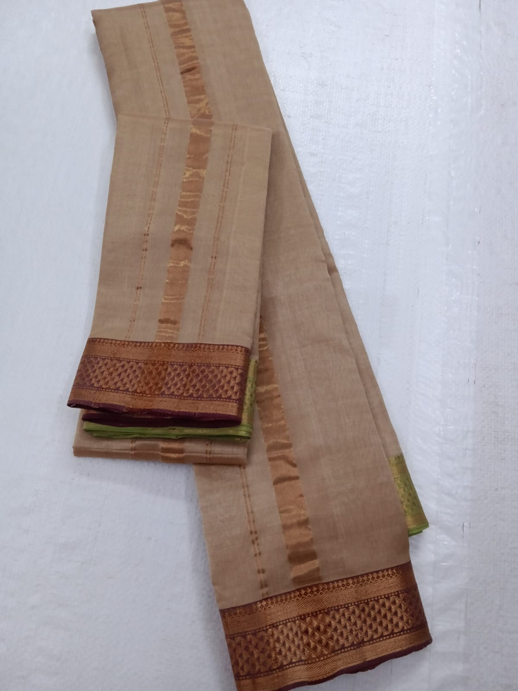 Image of Handloom Mangalagiri Silk Cotton Pancha Kanduva Set for Men