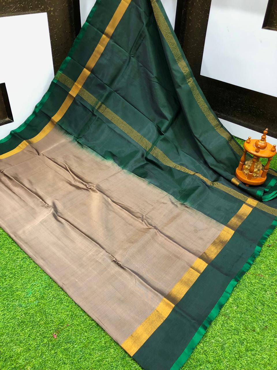 Uppada Pure Silk Plain Small Border Saree