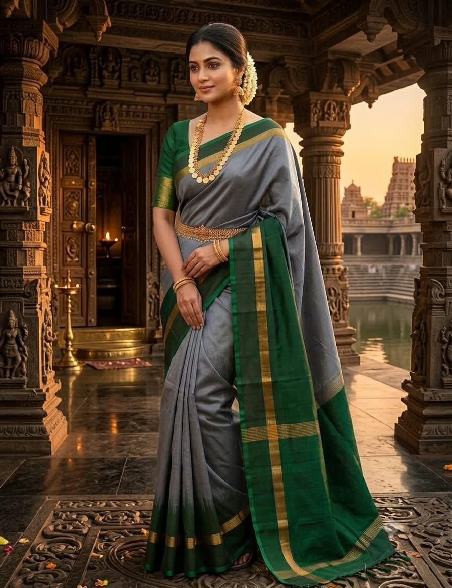 Uppada Pure Silk Plain Small Border Saree