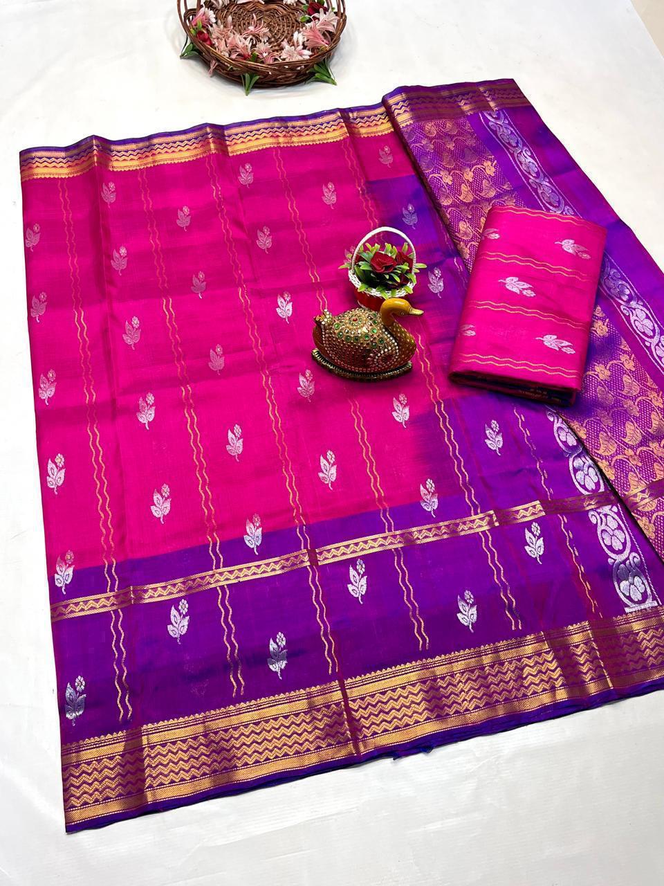 Uppada Pure Silk Allover Butta Saree