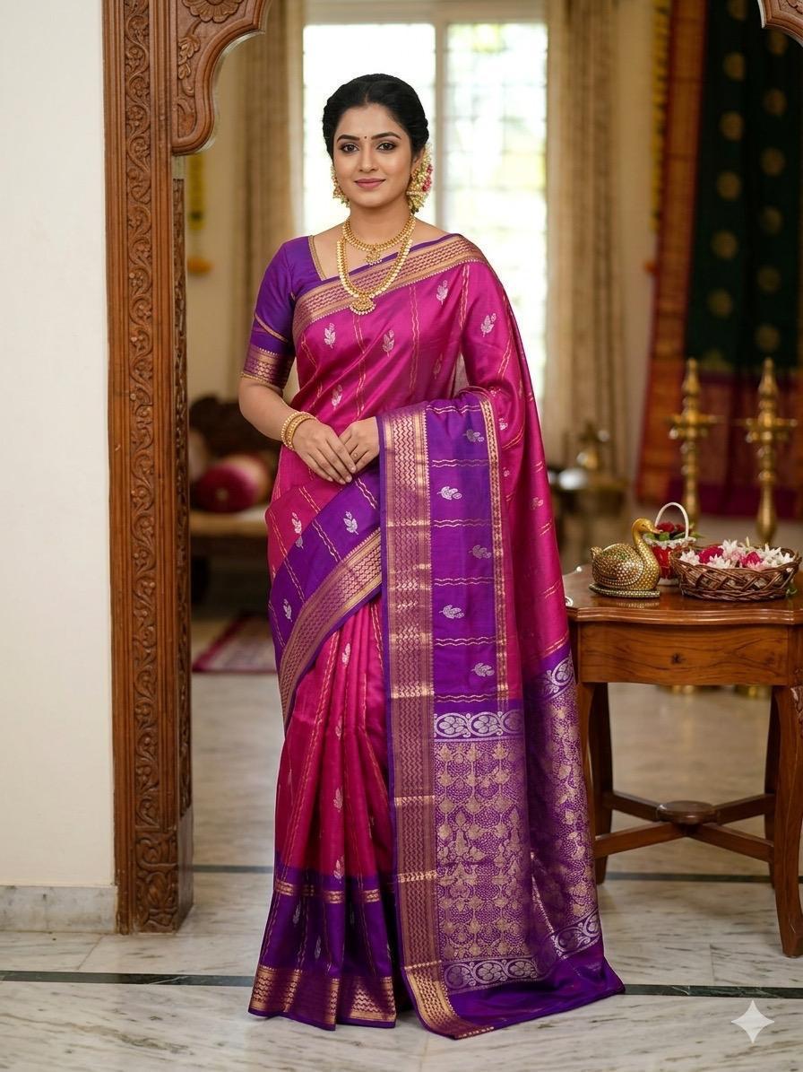 Uppada Pure Silk Allover Butta Saree