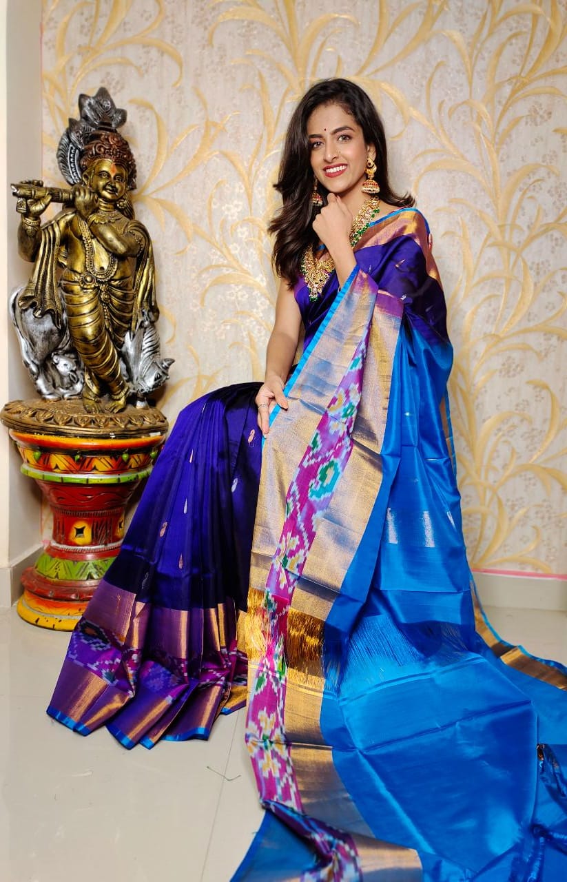 Uppada Pure Silk Pochampalli Border Saree