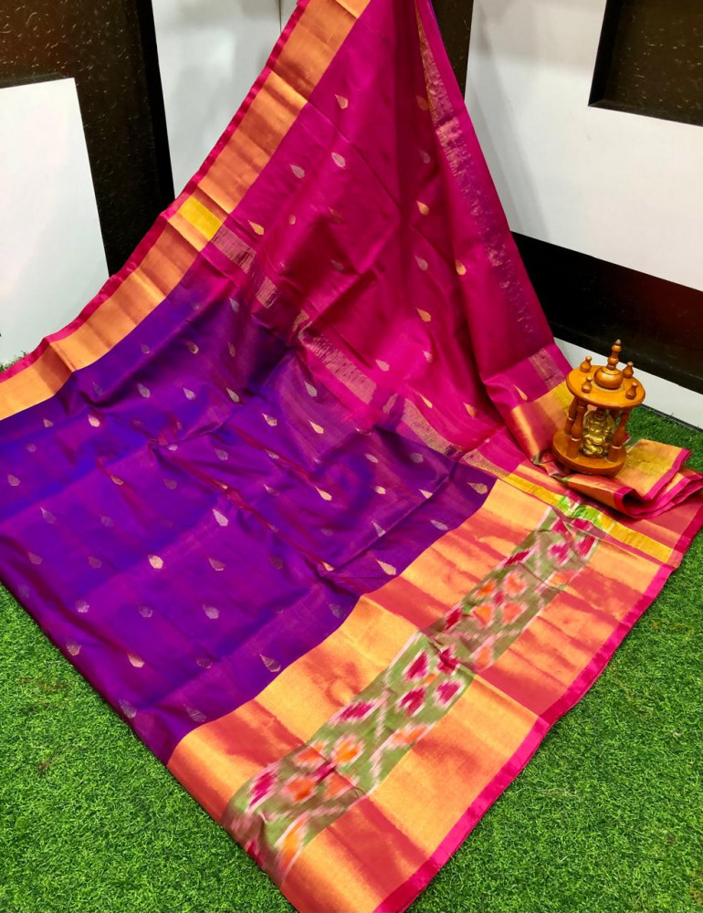 Image of Uppada Pure Silk Pochampalli Border Saree