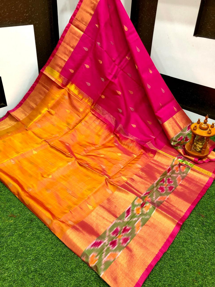 Image of Uppada Pure Silk Pochampalli Border Saree