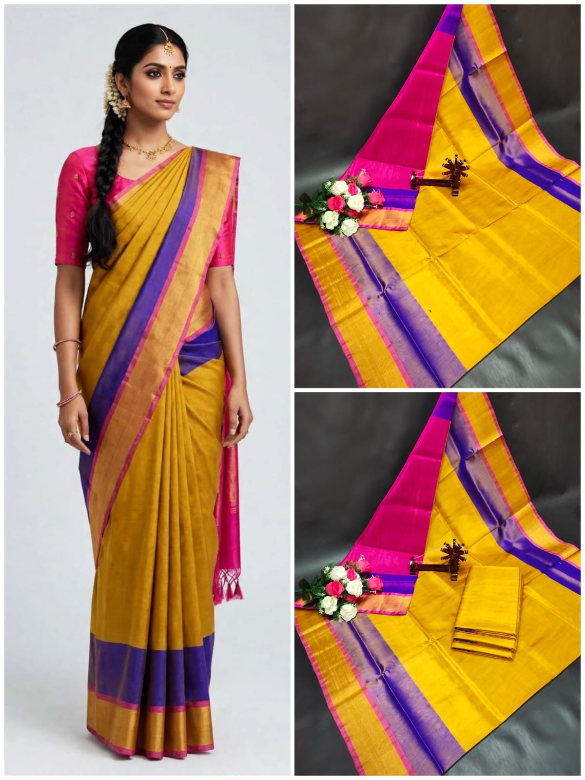 Uppada Pure Silk Plain Saree