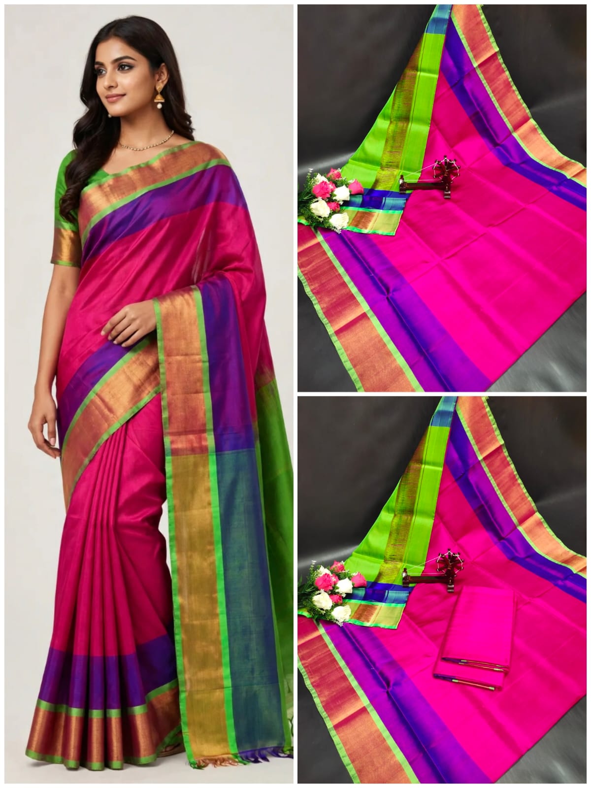 Uppada Pure Silk Plain Saree
