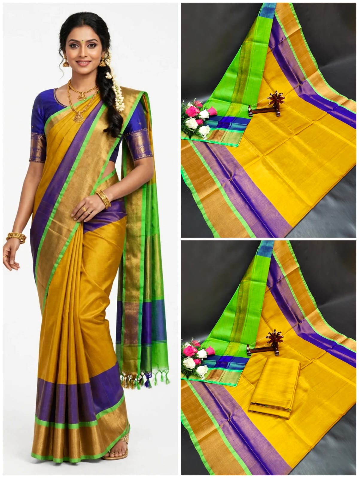 Uppada Pure Silk Plain Saree