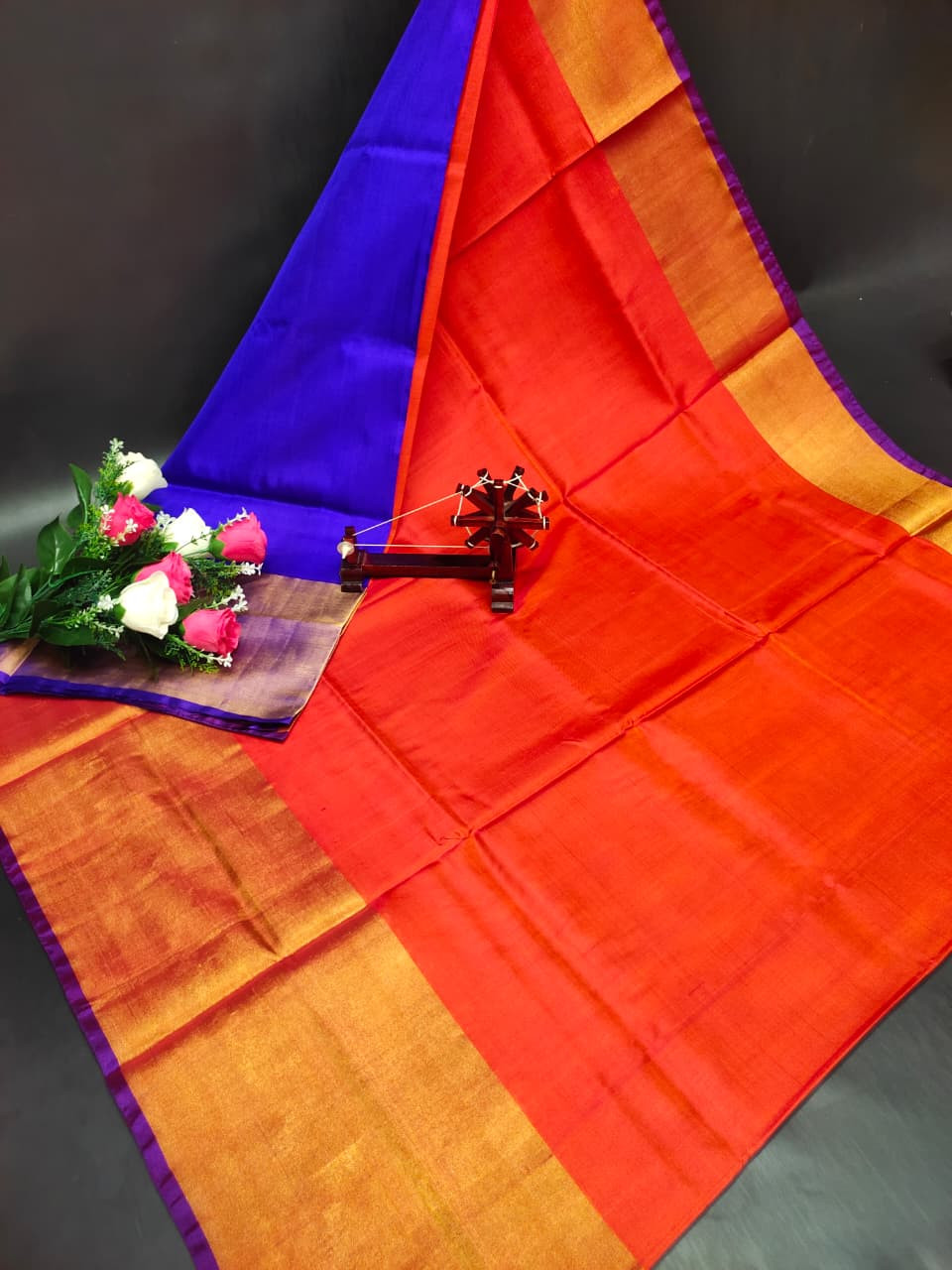 Uppada Pure Silk Plain Saree with Kaddi Border