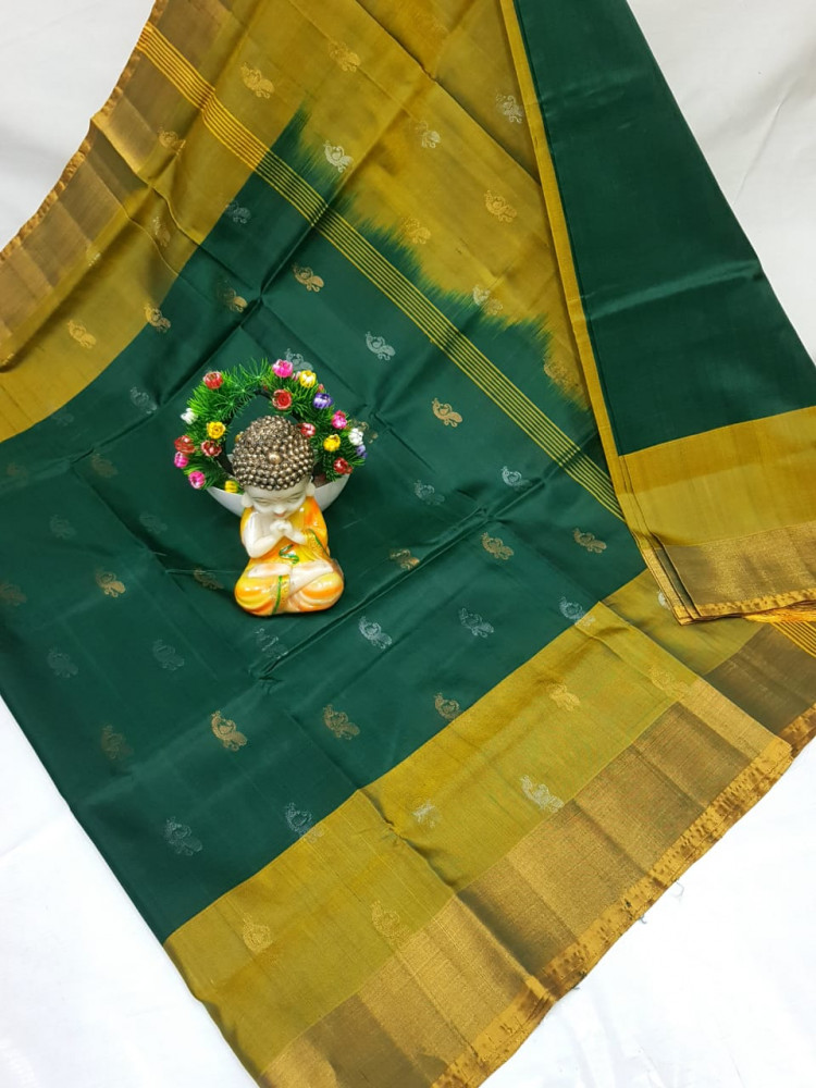 Image of Uppada Pure Silk Nakshatra Butta Saree with Kaddi Border