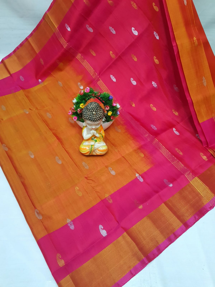 Image of Uppada Pure Silk Nakshatra Butta Saree with Kaddi Border