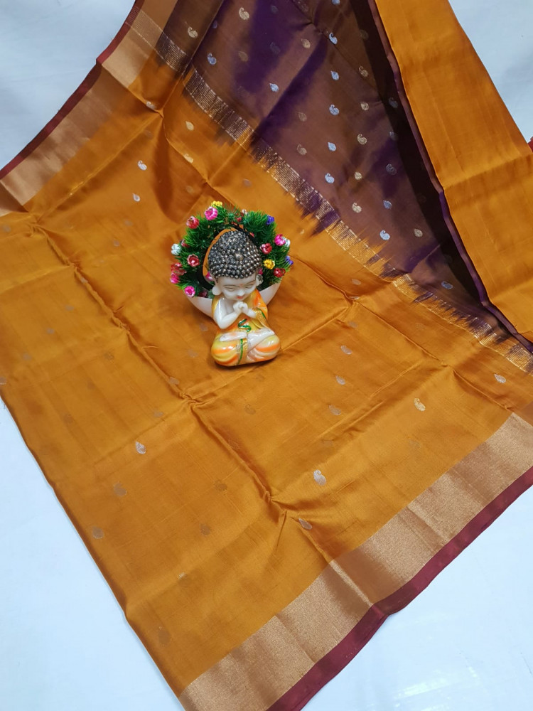 Image of Uppada Pure Silk Nakshatra Butta Saree with Kaddi Border