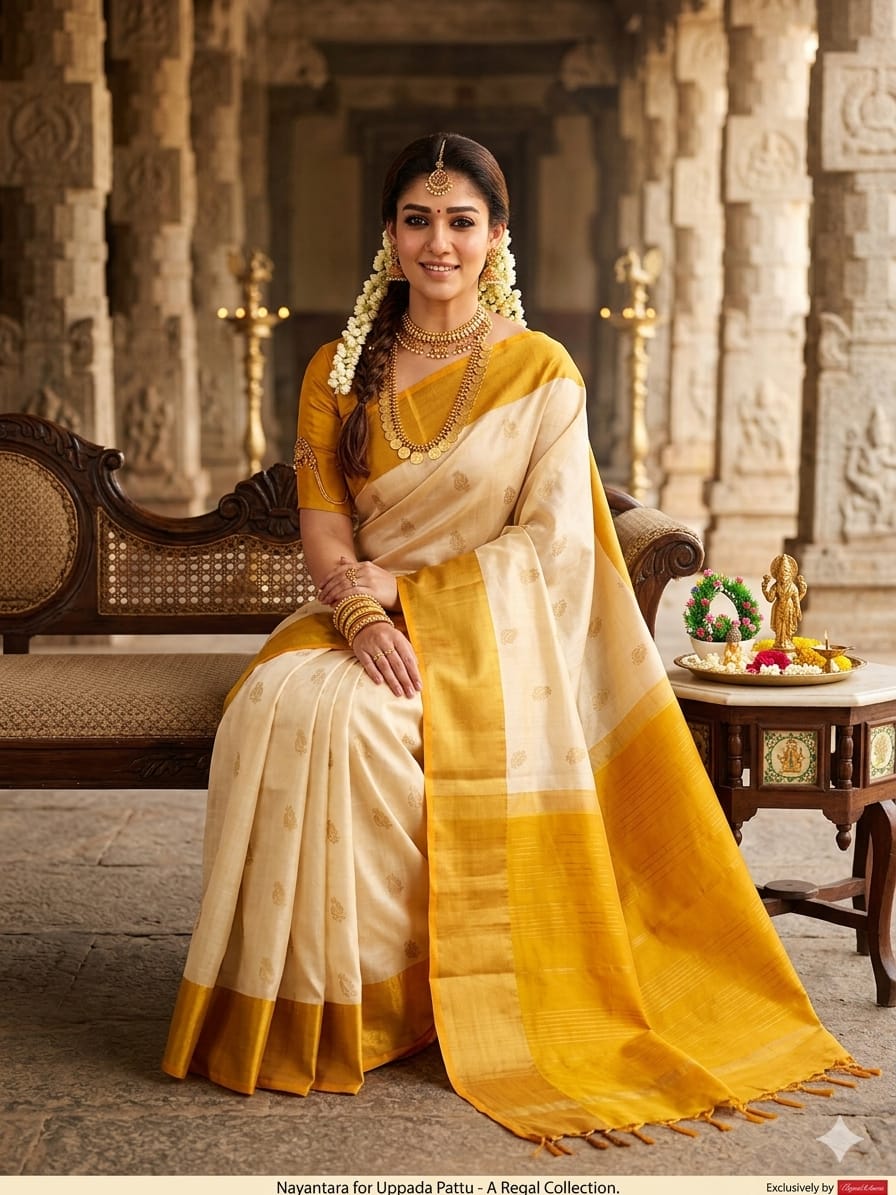 Uppada Pure Silk Topi Butta Saree with Kaddi Border