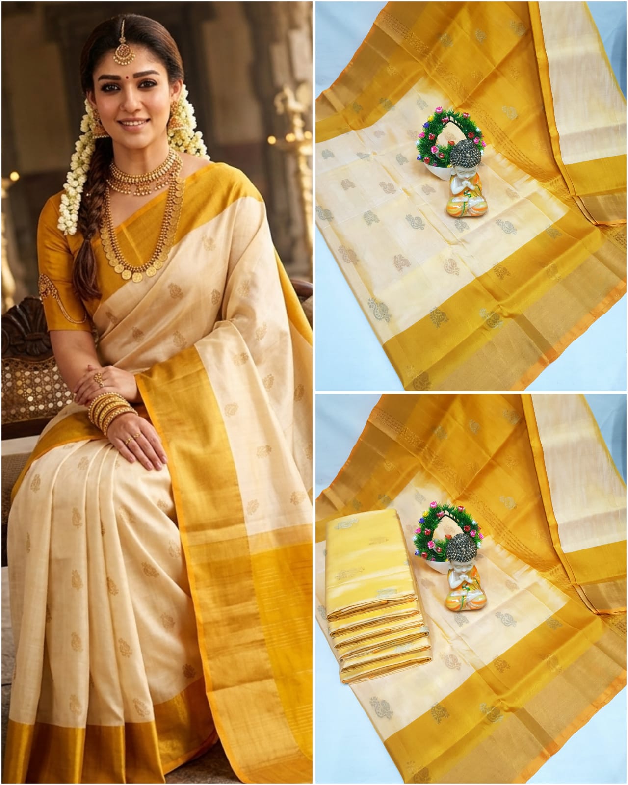 Uppada Pure Silk Topi Butta Saree with Kaddi Border