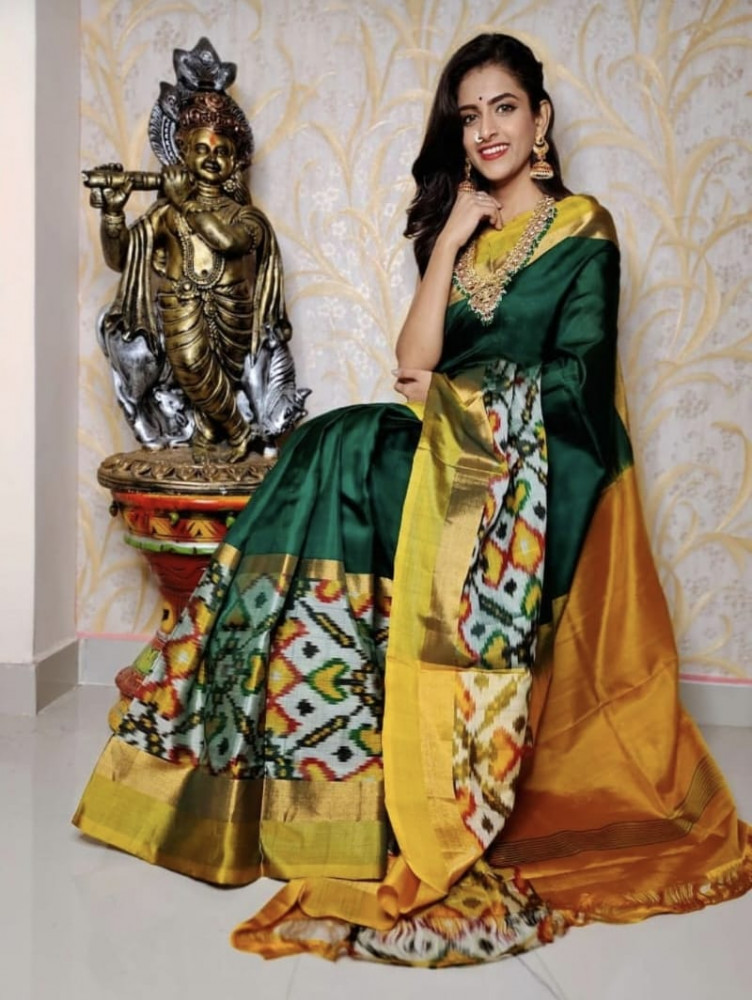 Image of Pure Uppada Pattu Pochampally Border Saree