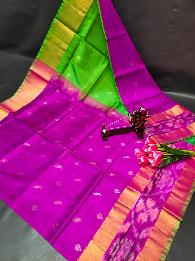 Image of Pure Uppada Pattu Pochampally Border Saree