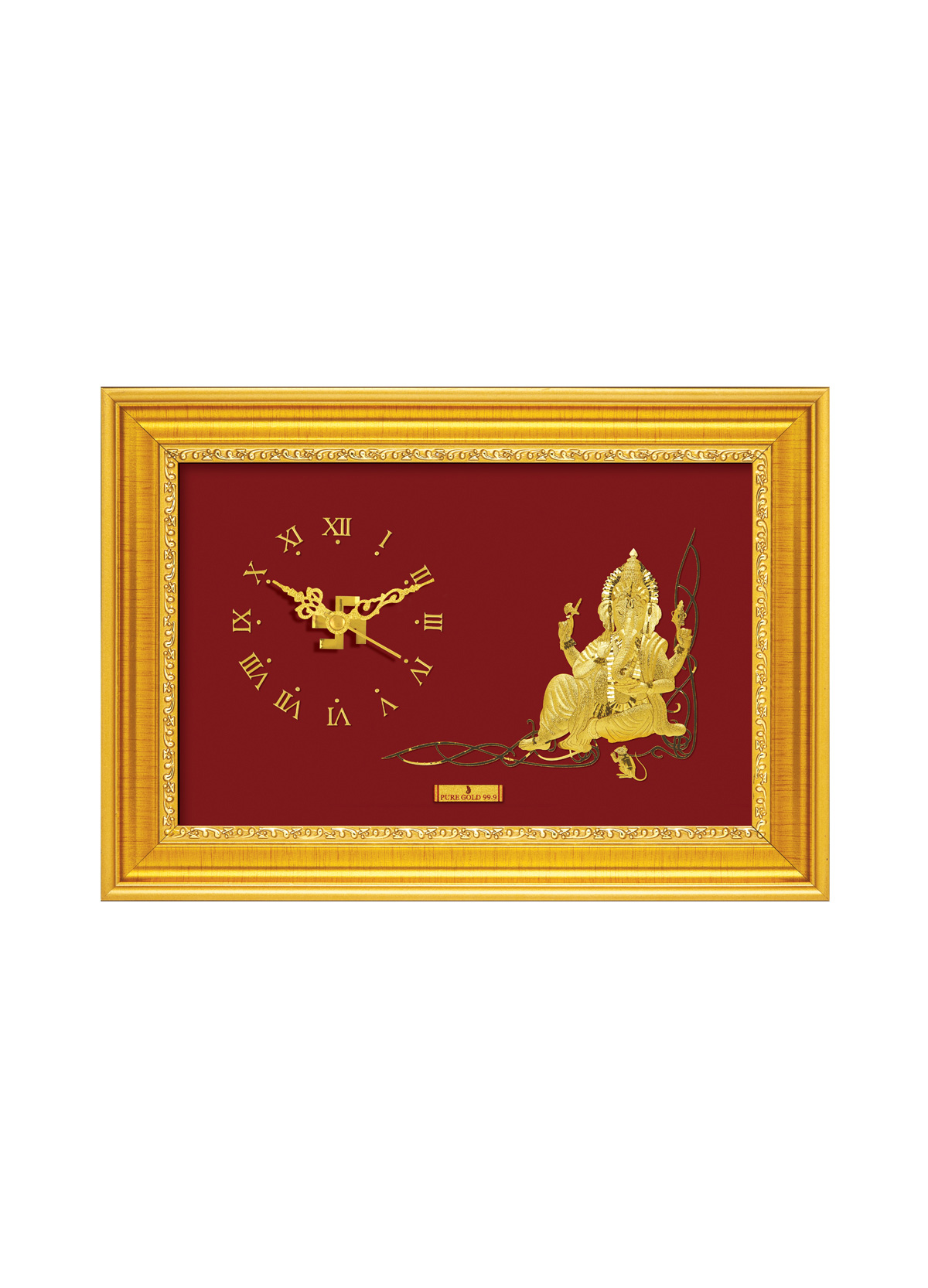 2A7 Ganesha Gold Frame with Clock S1