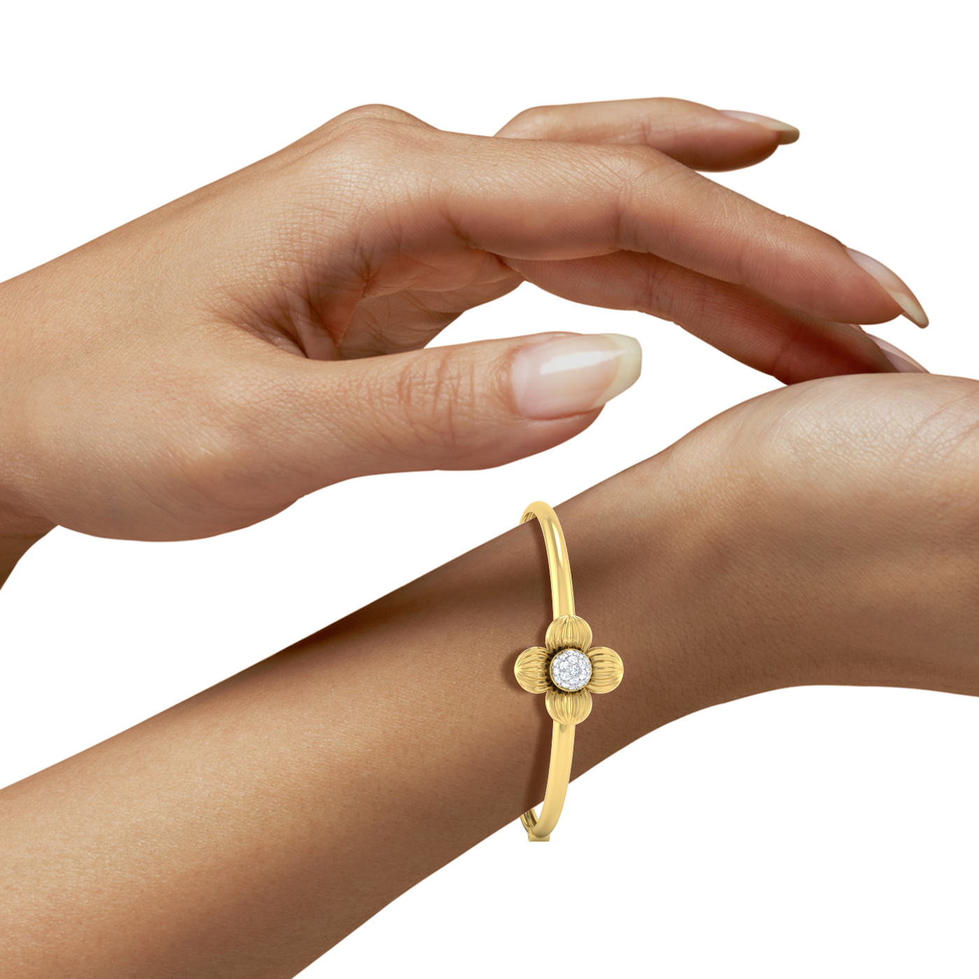 Designer Trendy Four Ball Shaped 18k Gold Kada Bracelet for Girls and Women