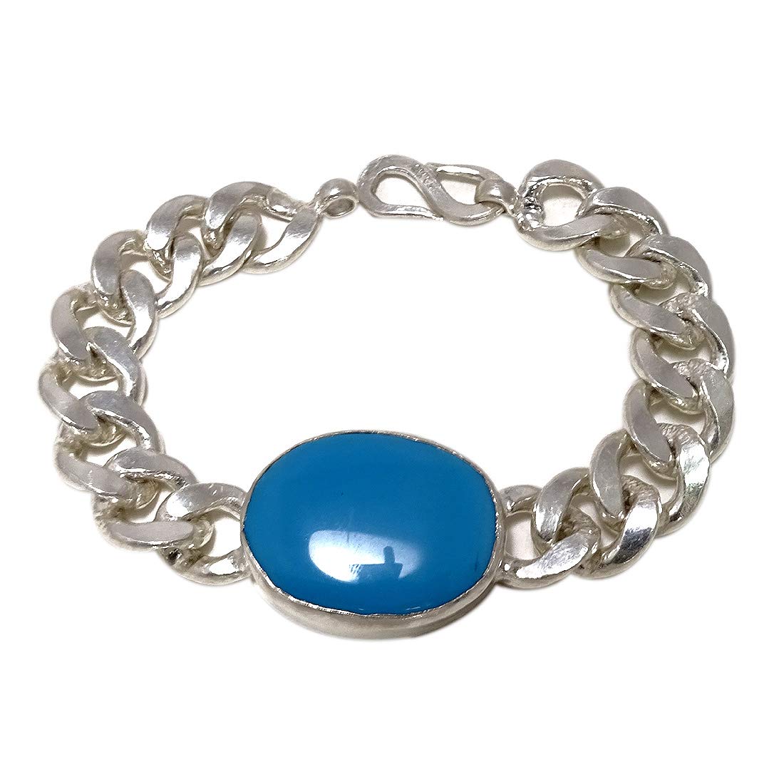 Designer Trendy Sterling Pure Solid Silver Salman Style Turquoise Firoza Bracelet for Men