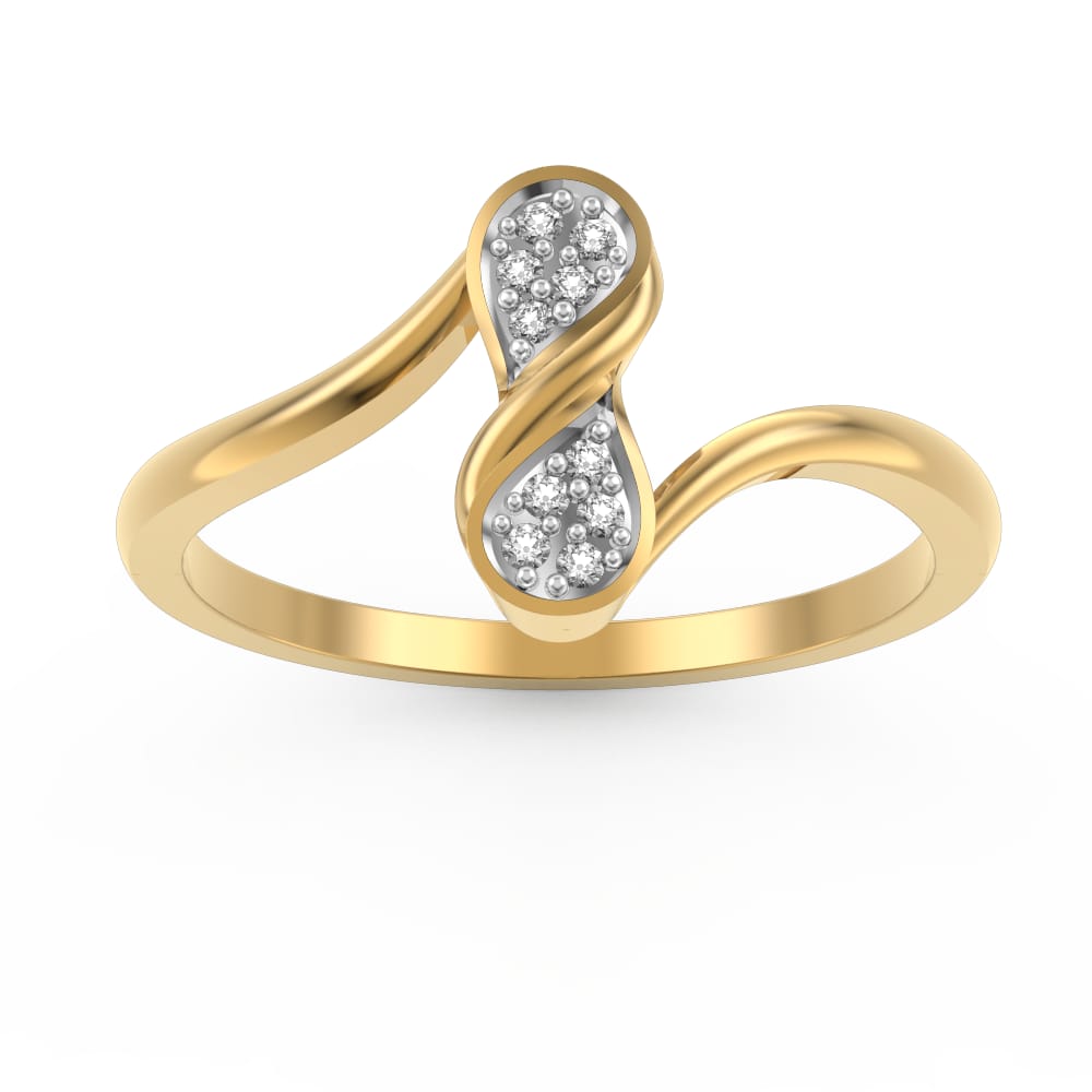 Designer Gold Plated Silver Diamond Slim Ring for Women and Girls