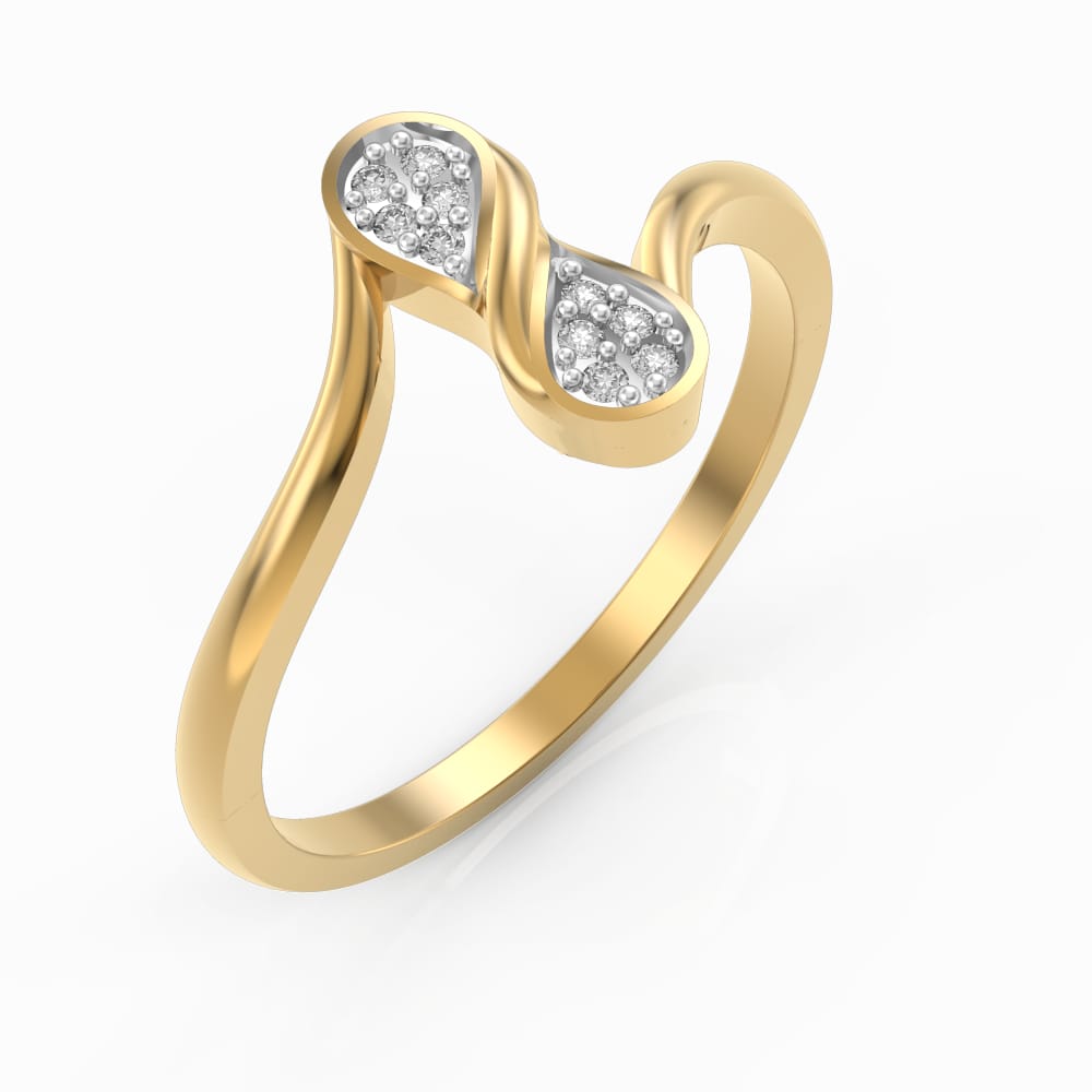 Designer Gold Plated Silver Diamond Slim Ring for Women and Girls