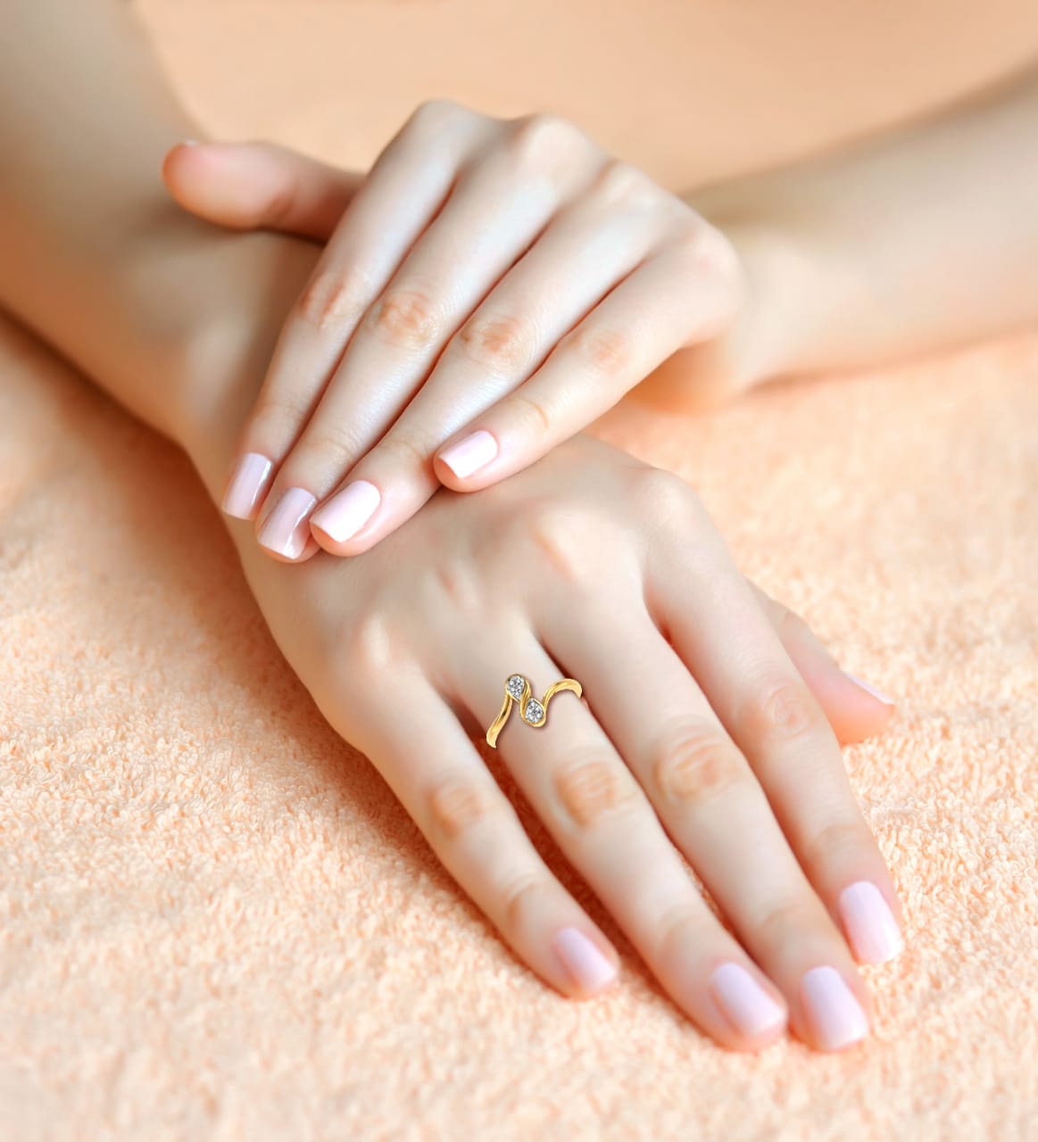 Designer Gold Plated Silver Diamond Slim Ring for Women and Girls