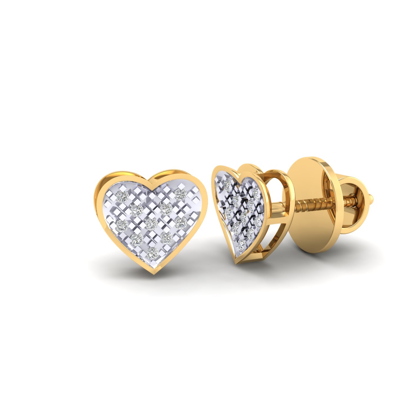 Designer Gold Plated Silver Heart Shaped Diamond Earring
