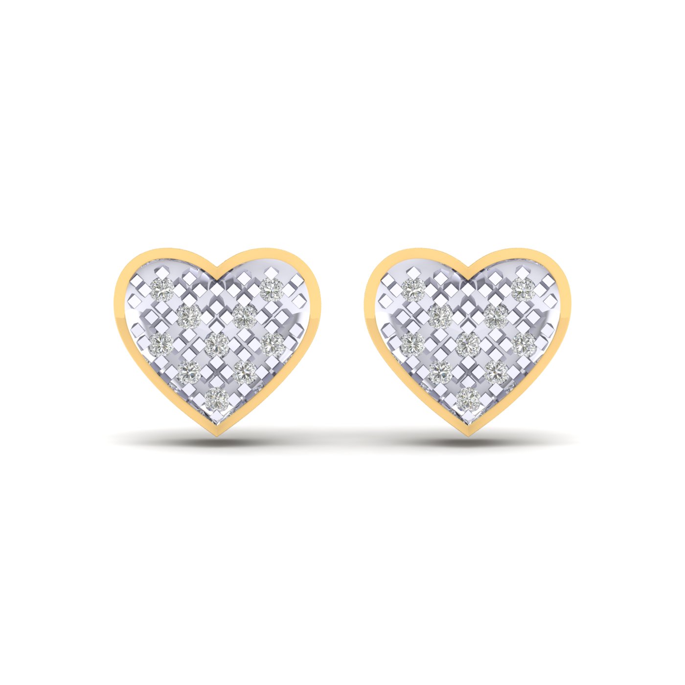 Designer Gold Plated Silver Heart Shaped Diamond Earring