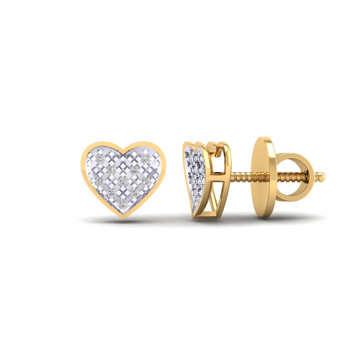 Designer Gold Plated Silver Heart Shaped Diamond Earring