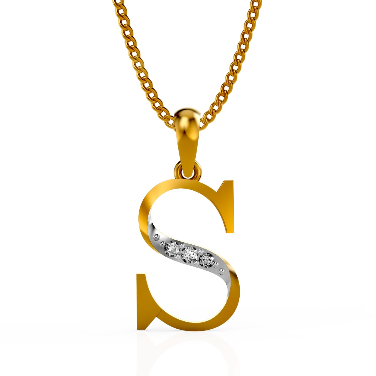 Designer Gold Plated Silver S Letter Pendant Stylish
