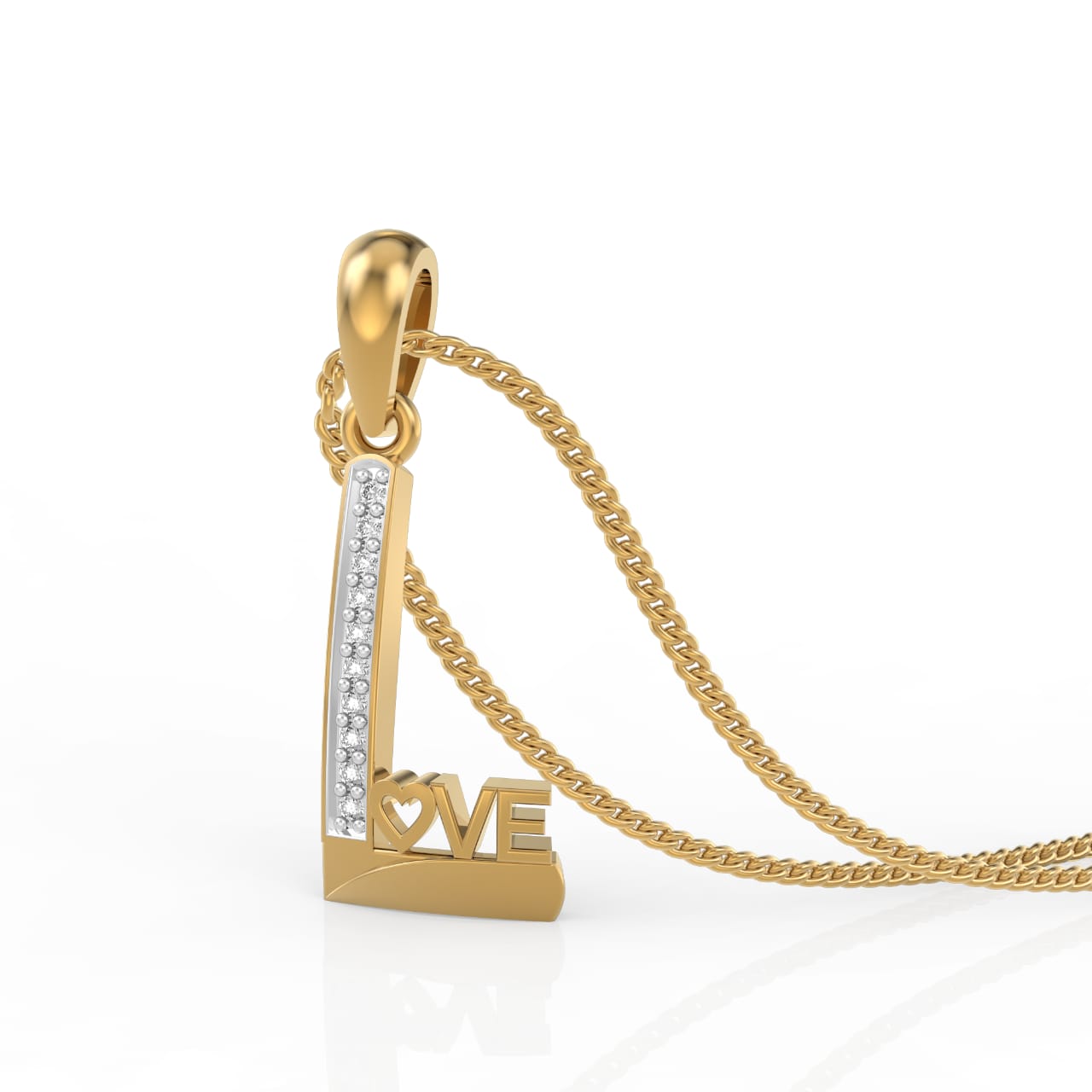 Designer Gold Plated Silver Love Shaped L Letter Pendant