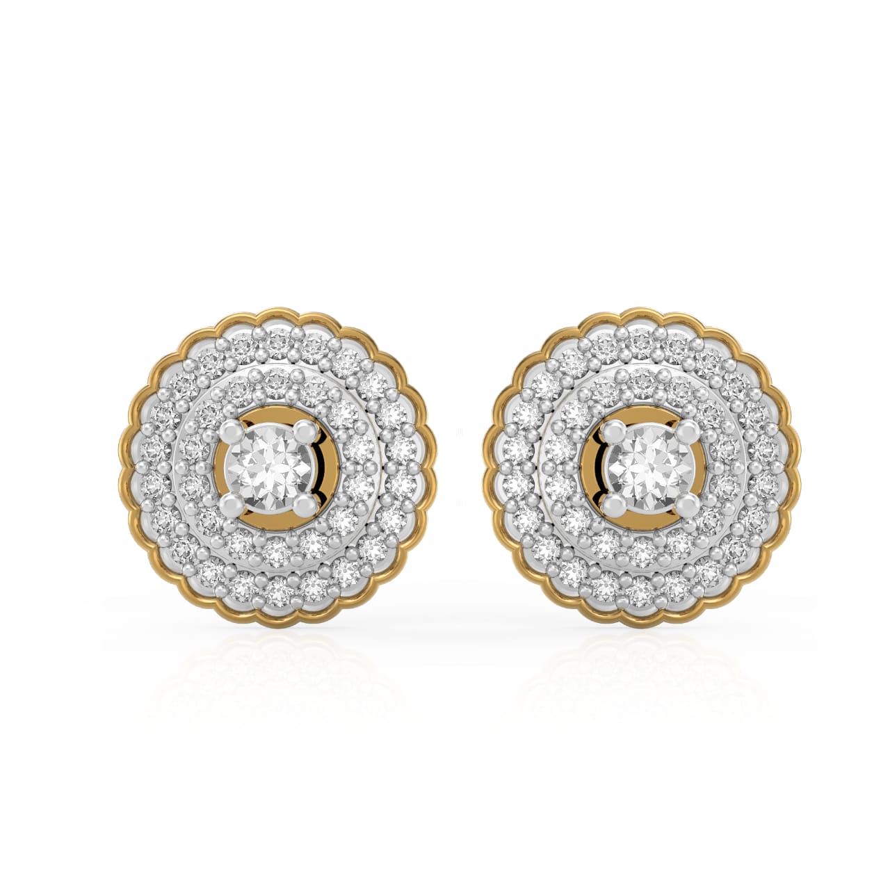 Designer Gold Plated Silver Round Shaped Diamond Earring