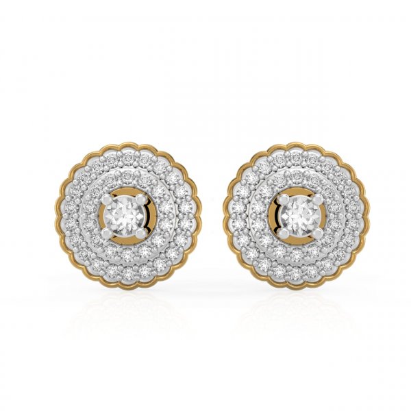 Image of Designer Gold Plated Silver Round Shaped Diamond Earring