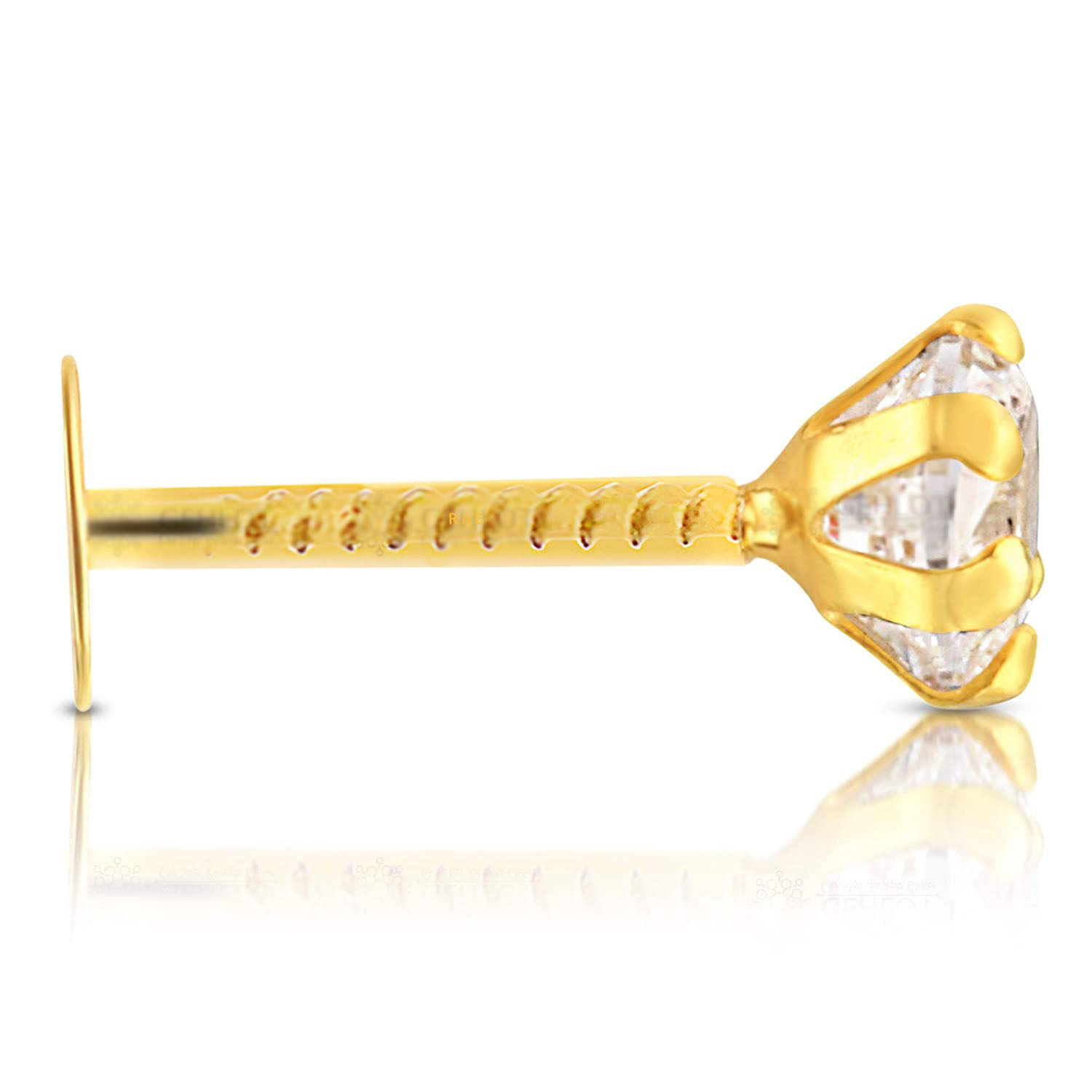 Designer 14k Pure Gold Diamond Nose Pin for Women and Girls