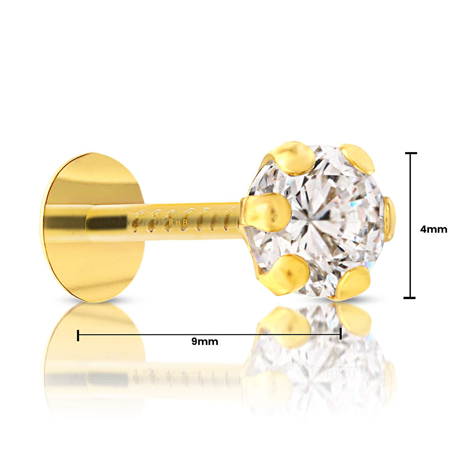Designer 14k Pure Gold Diamond Nose Pin for Women and Girls