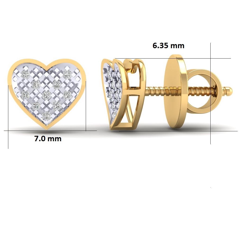 Designer Gold Plated Silver Heart Shaped Diamond Earring