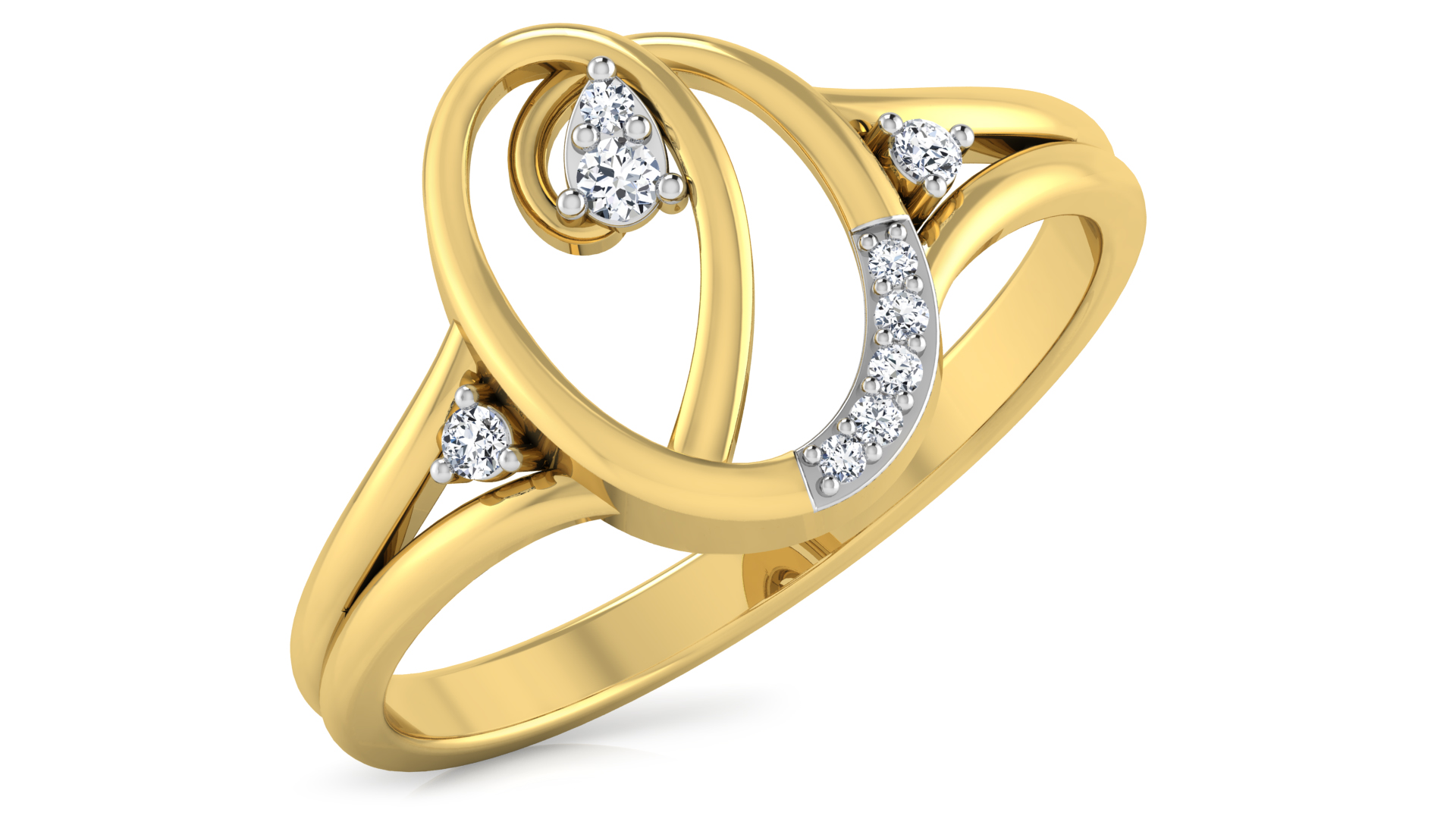 Designer Stylish 18 K Gold Diamond Ring for Women and Girls
