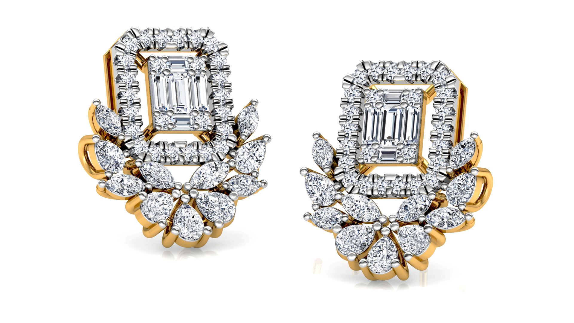 Designer Trendy Gold Diamond Earring