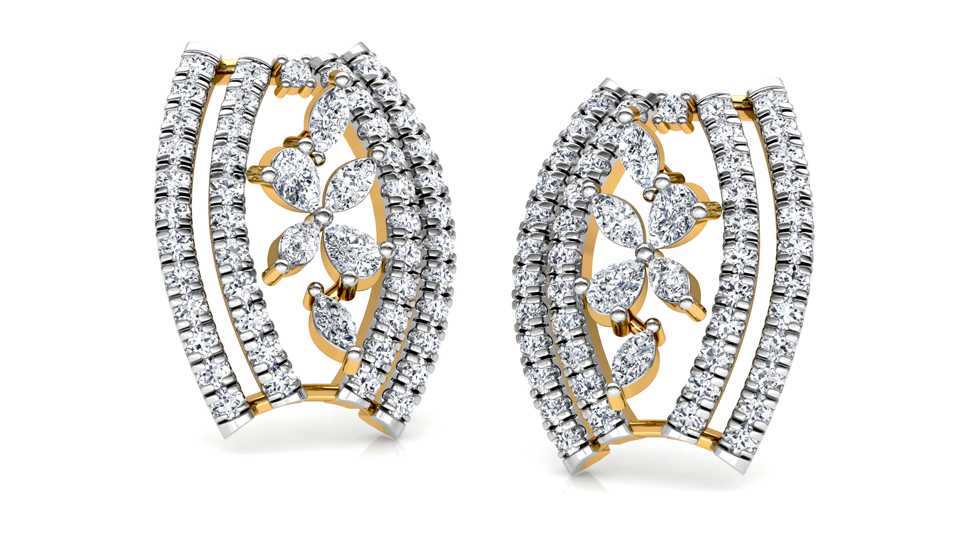 Designer Trendy Gold Diamond Earring