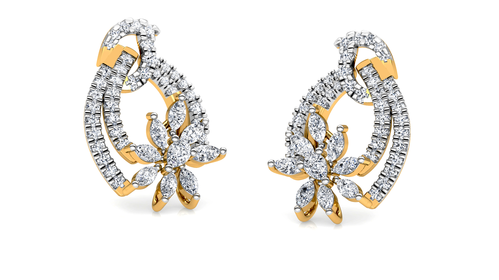 Designer Trendy Gold Diamond Earring