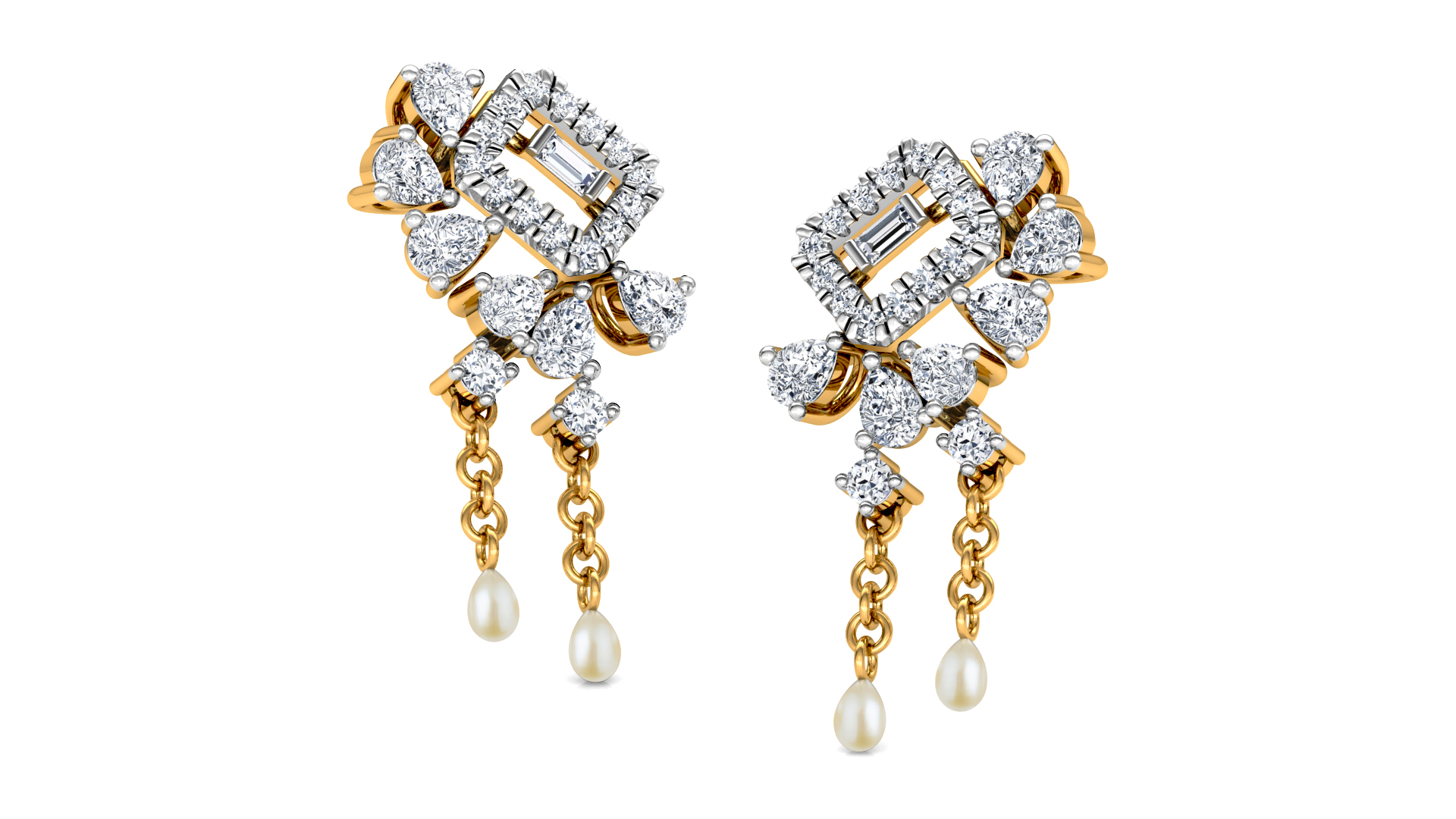 Designer Gold Trendy Diamond Earring
