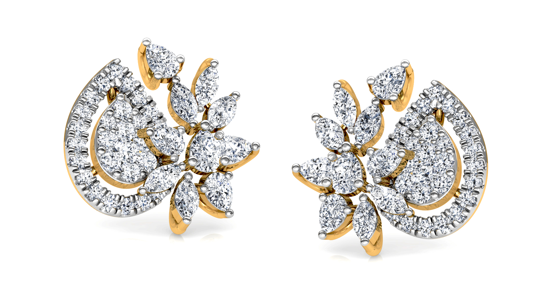 Designer Trendy Gold Diamond Earring